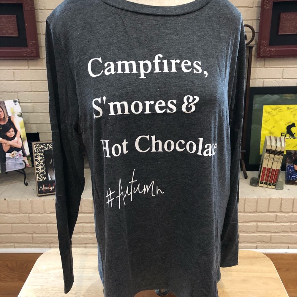 Long sleeve campfire and s’mores tee